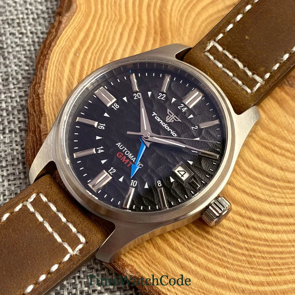 Tandorio  NH34A Automatic Mechanical Watch for Men Diving GMT Movement 200m Waterproof 39mm Sapphire Crystal 316L Bracelet