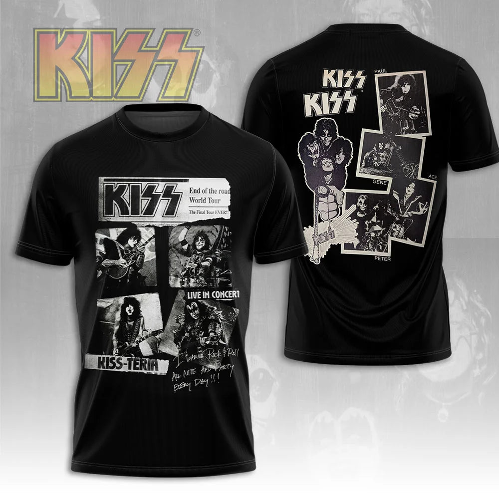 Rock Band Kiss T-shirts 3D Printing T Shirt Summer Men Women Funny Hip hop Short sleeve O-neck Tee Shirt Street Cosplay Clothing