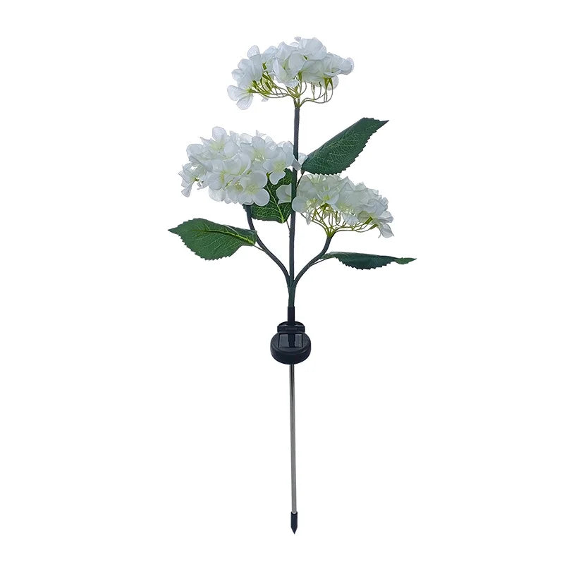 Garden Summer Home Weddig Holiday Decor 3 Heads Artificial Hydrangea Flower Landscape Ground Lights Outdoor Solar LED Lawn Lamp