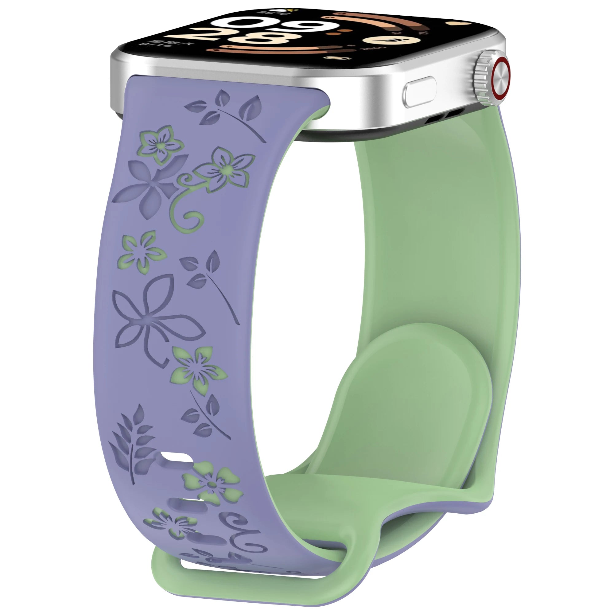 Two tone floral carved soft silicone strap for Redmi watch 4/5/6/Mi Band 8/9 PRO,suitable for Halloween,Thanksgiving, Christmas