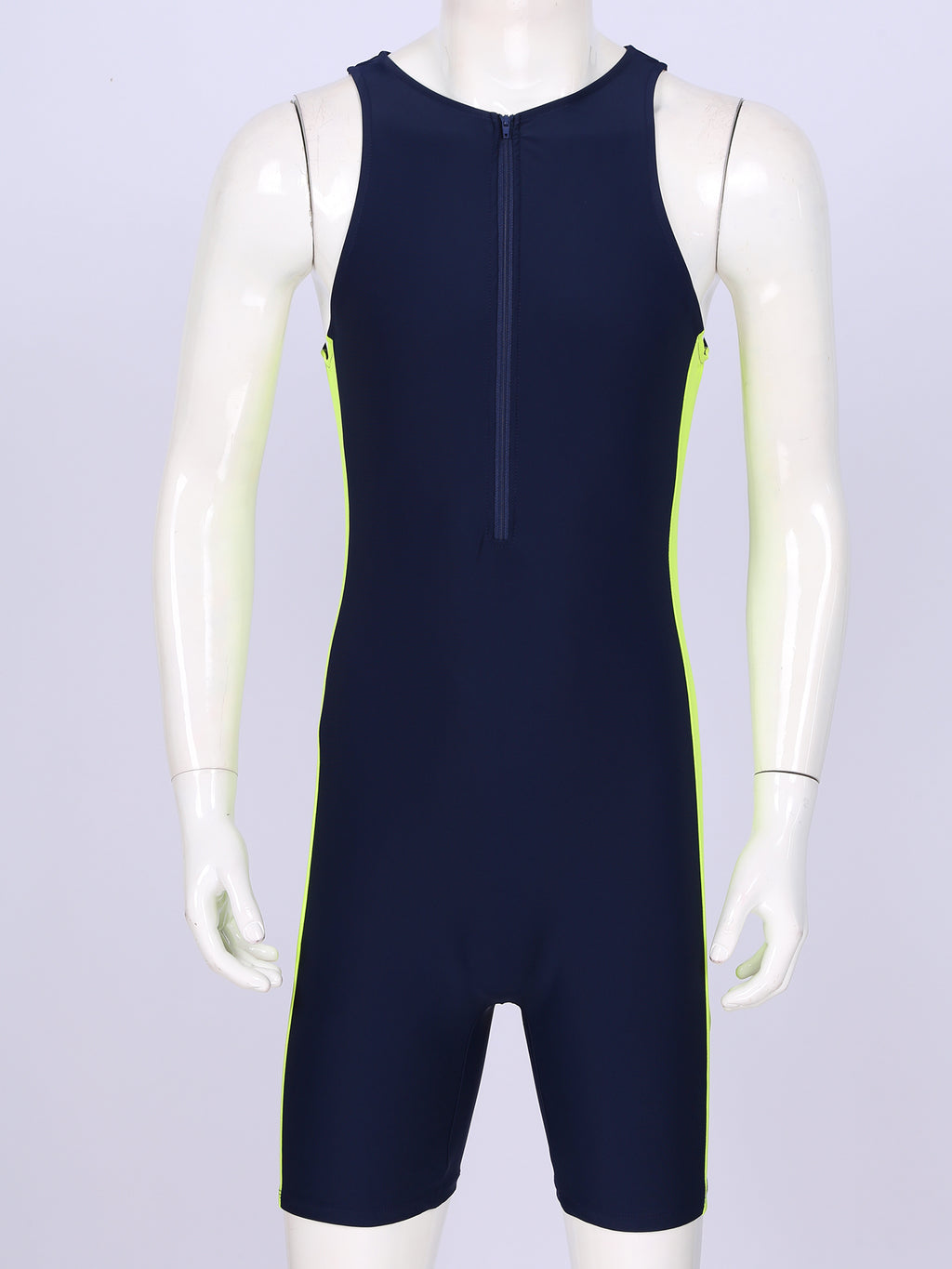Men One-piece Swimwear Sleeveless Color Contrast Bodysuit Triathlon Wetsuit for Beach Pool Swimming Bathing Suits Male Swimsuits