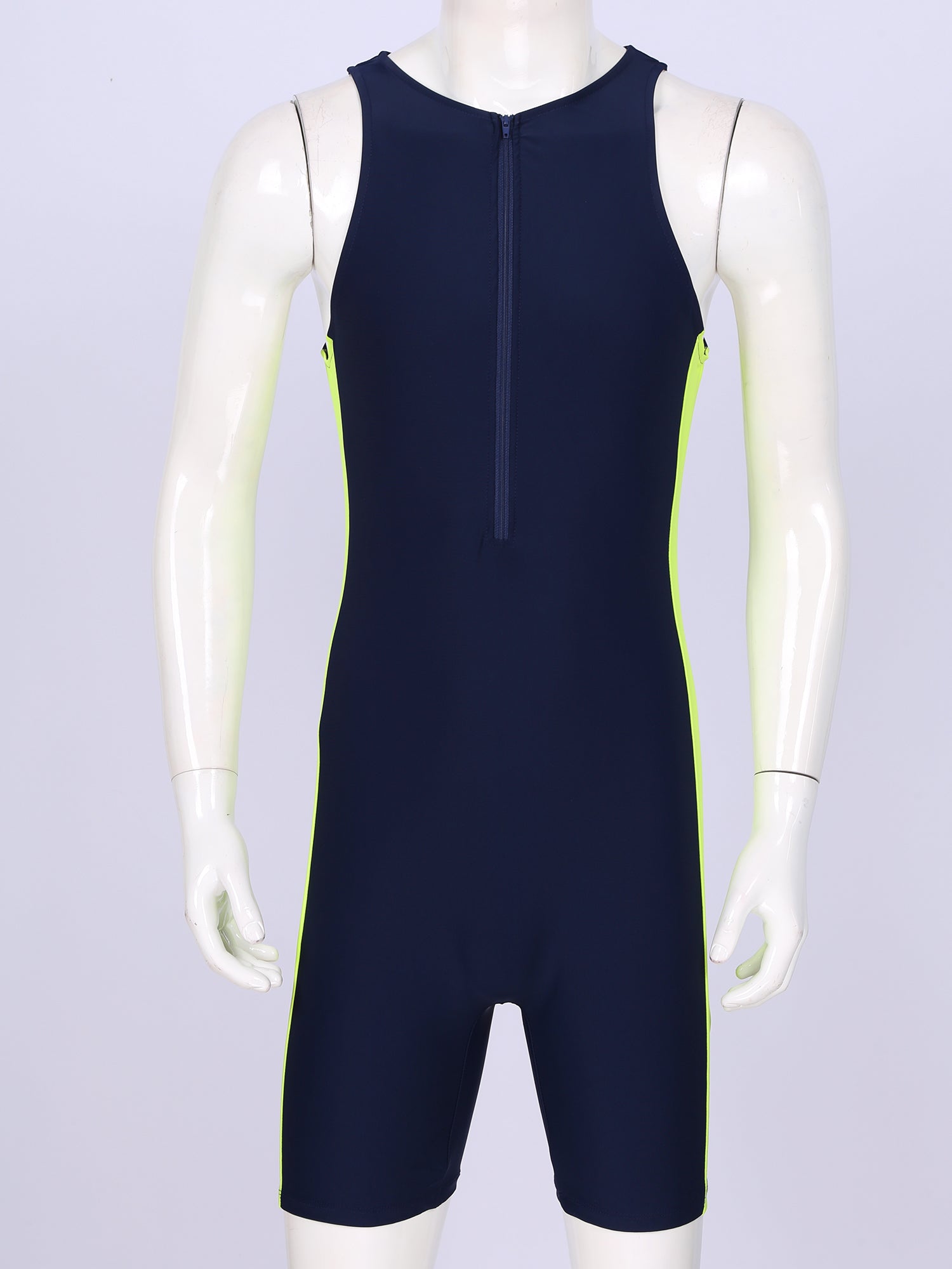 Men One-piece Swimwear Sleeveless Color Contrast Bodysuit Triathlon Wetsuit for Beach Pool Swimming Bathing Suits Male Swimsuits