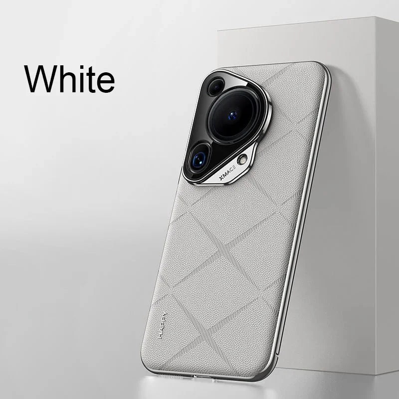 For Huawei Pura 70 Ultra Luxury Ultra-thin Plain Leather + PC Camera Protection Back Cover For Pura 70 Pro Plus