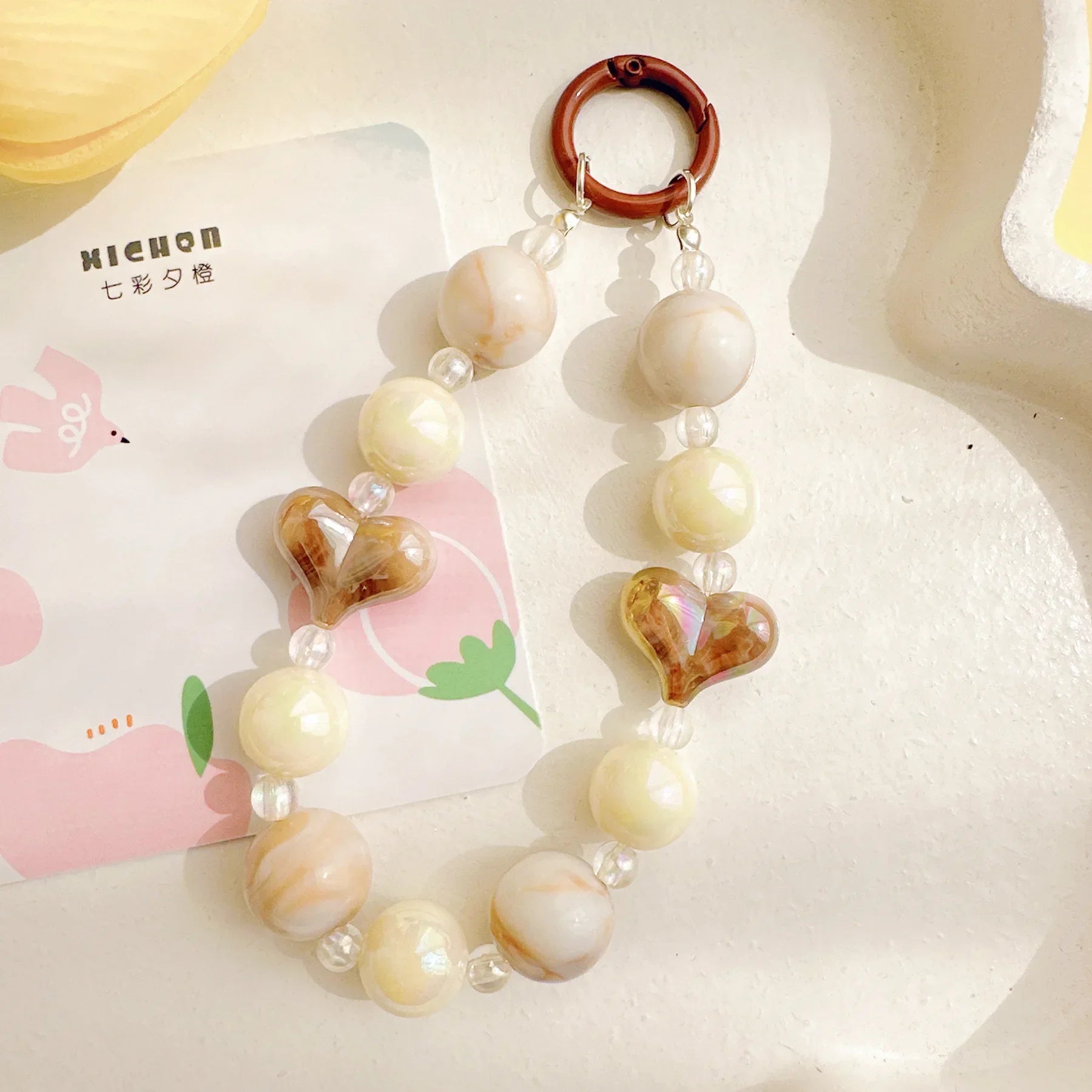 Acrylic Beads Keychain Phone Charm Women Girls Mobile Phone Chain Cellphone Strap Anti-lost Lanyard Beaded Hanging Rope Jewelry