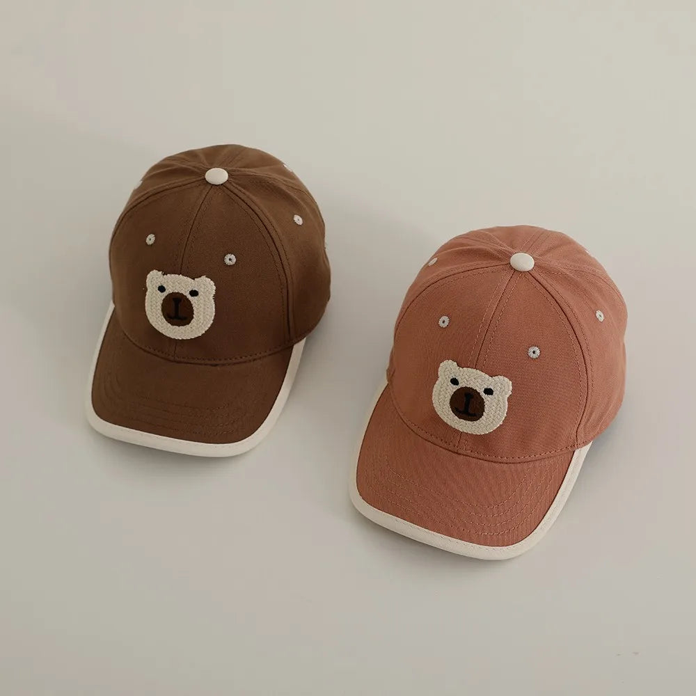 Handmade Knitted Cartoon Bear Baby Baseball Cap Fashion Children Peaked Caps Sunshine Sunscreen Boy Girl Sun Hat Kid Casual Hats