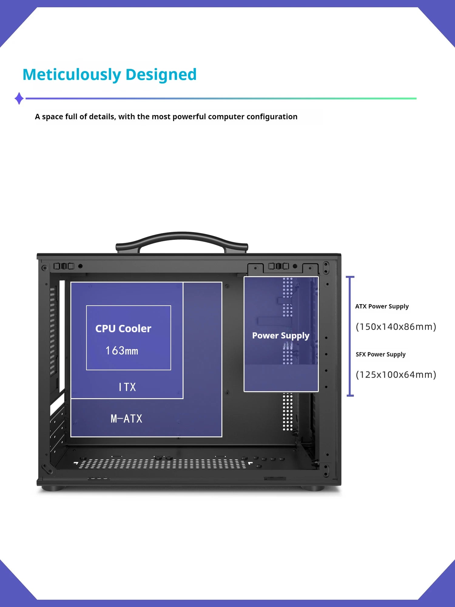 Power train X-Gamerx M1 PC gaming case M-ATX glass side-transparent portable mini computer case ATX SFX Power supply