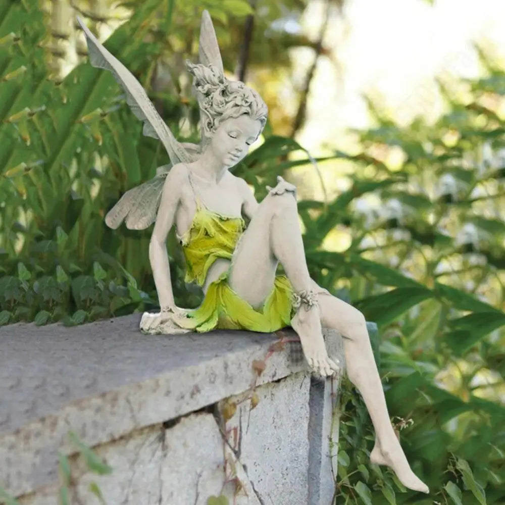 Flower Fairy Statue Garden Decoration Turek Sitting On Fairy Sculpture Outdoor Garden Courtyard Lawn Resin Decorative Sculpture