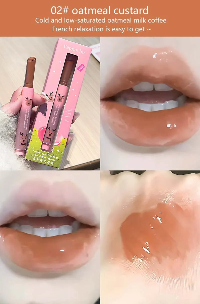 Shimmer Lip Jelly Pen Moisturizing Mirror Water Light Solid Lip Gloss Film-forming Non-Fading Gloss Lipstick Long-lasting Makeup