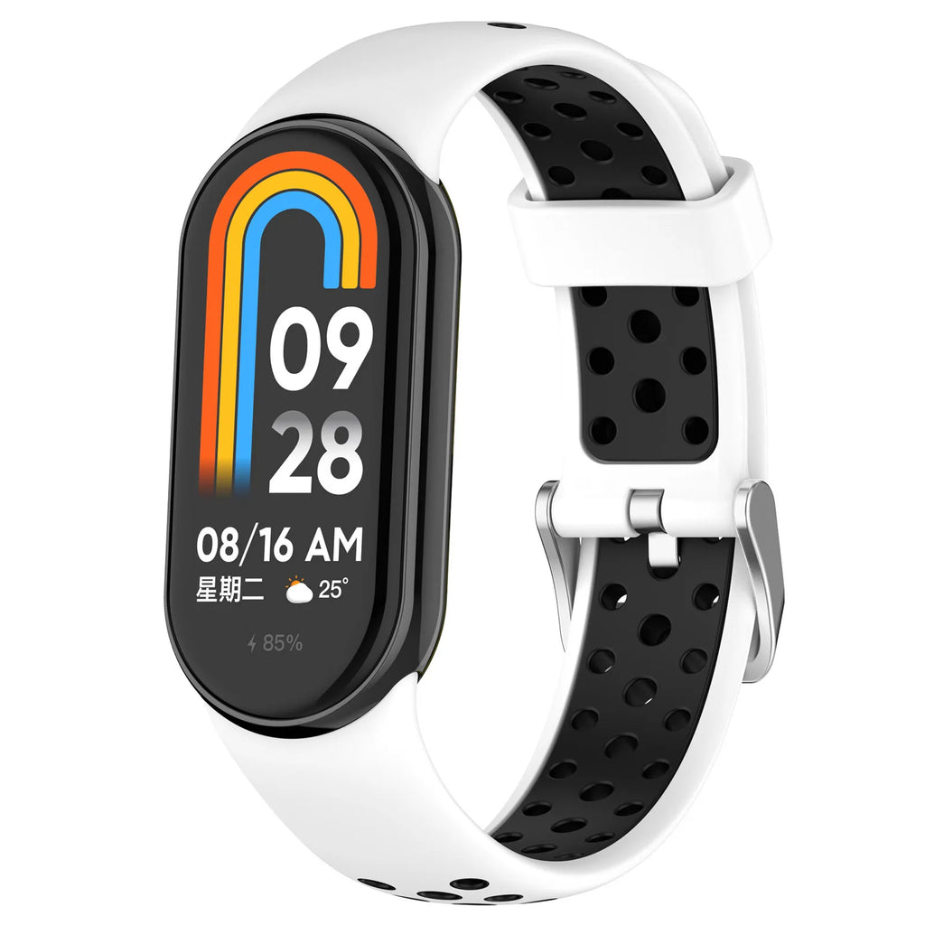 Silicone Watch Strap For Xiaomi Band 9 8 Two-Color Breathable Smart Watchband Replacement Bracelet for Xiaomi Mi Band 8 9 Strap