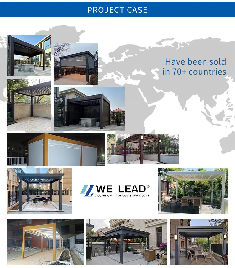 Garden Adjustable Outdoor Gazebo Customized Modern Bioclimatic Motorized Aluminium Louver Pergola