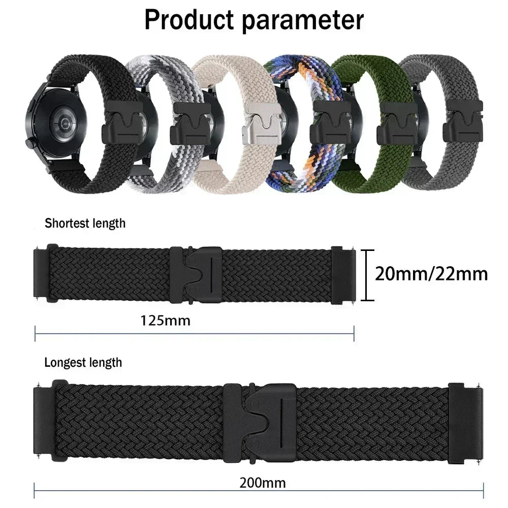 20mm 22mm Straps For Galaxy Watch 7/FE/6/5/pro/4/Classic/active 2/Gear s3 Parachute Bracelet correa Huawei watch GT 2 3 4 5 Band
