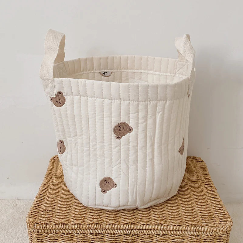 Diaper Bag Baby Items Toy Storage Bag for Newborn Crib Organizer Bedding Cotton Embroidery Mommy  Multipurpose storage basket