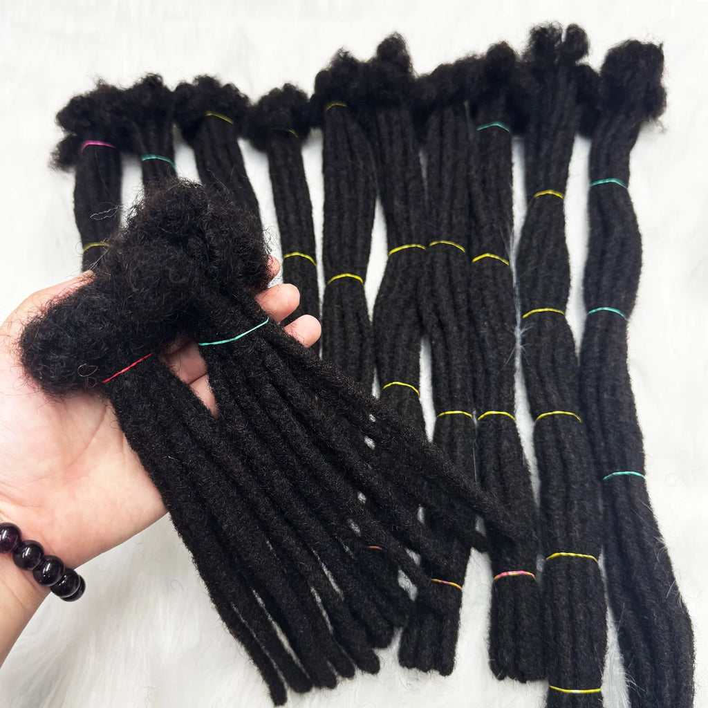 Human Hair Dreadlock Extension 0.6cm Width 4-20inch Real Human Hair Bulk Permanent Loc Extensions Wholesale for Men/Women
