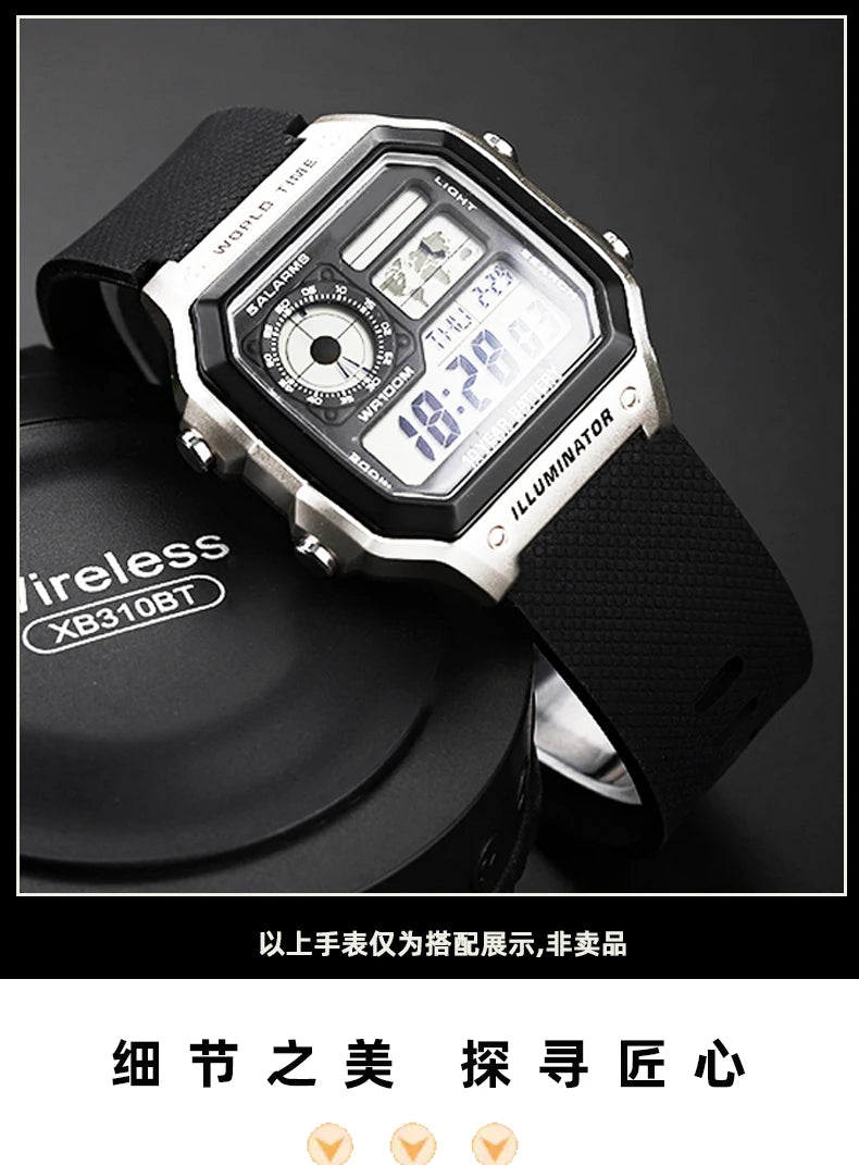 Soft Silicone Bracelet Suitable for Casio small block AE1200/1300 SGW400 AQ-150W modified silicone watch strap 18mm black orange