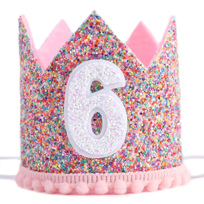 Felt Rainbow Crown Birthday Party Crowns 1st 2nd 3rd Happy Birthday Party Decor Kids Baby Shower Girls Rainbow Unicorn Party Hat