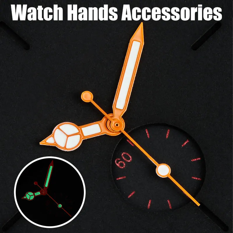 NH35 Hands Watch Accessories Red Orange Blue Black Edge White Three Pin Green Glow Hands Suitable For NH35/36/4R/7S Movements