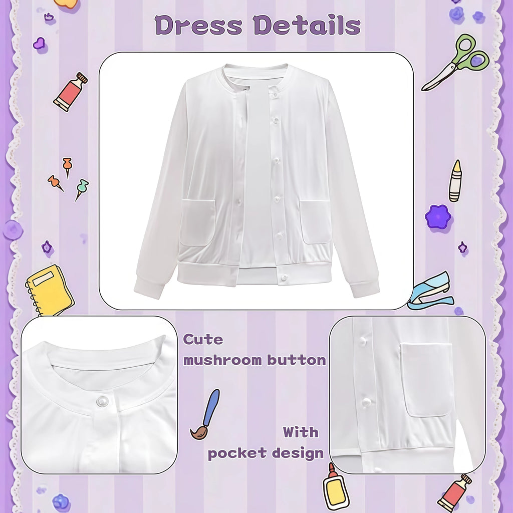 Girl 100Days of School Grandma Costume Set For 3-12yr Girls Old women Costume and Accessories Carnival Dress up Fancy Outfit
