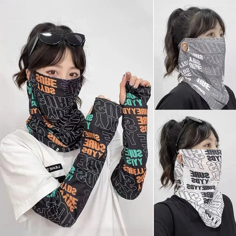 Anti-UV Sunscreen Face Mask Breathable Ice Silk Sunscreen Sleeves Summer Thin Sleeves Half Face Cover Cycling Bike Motorcycle