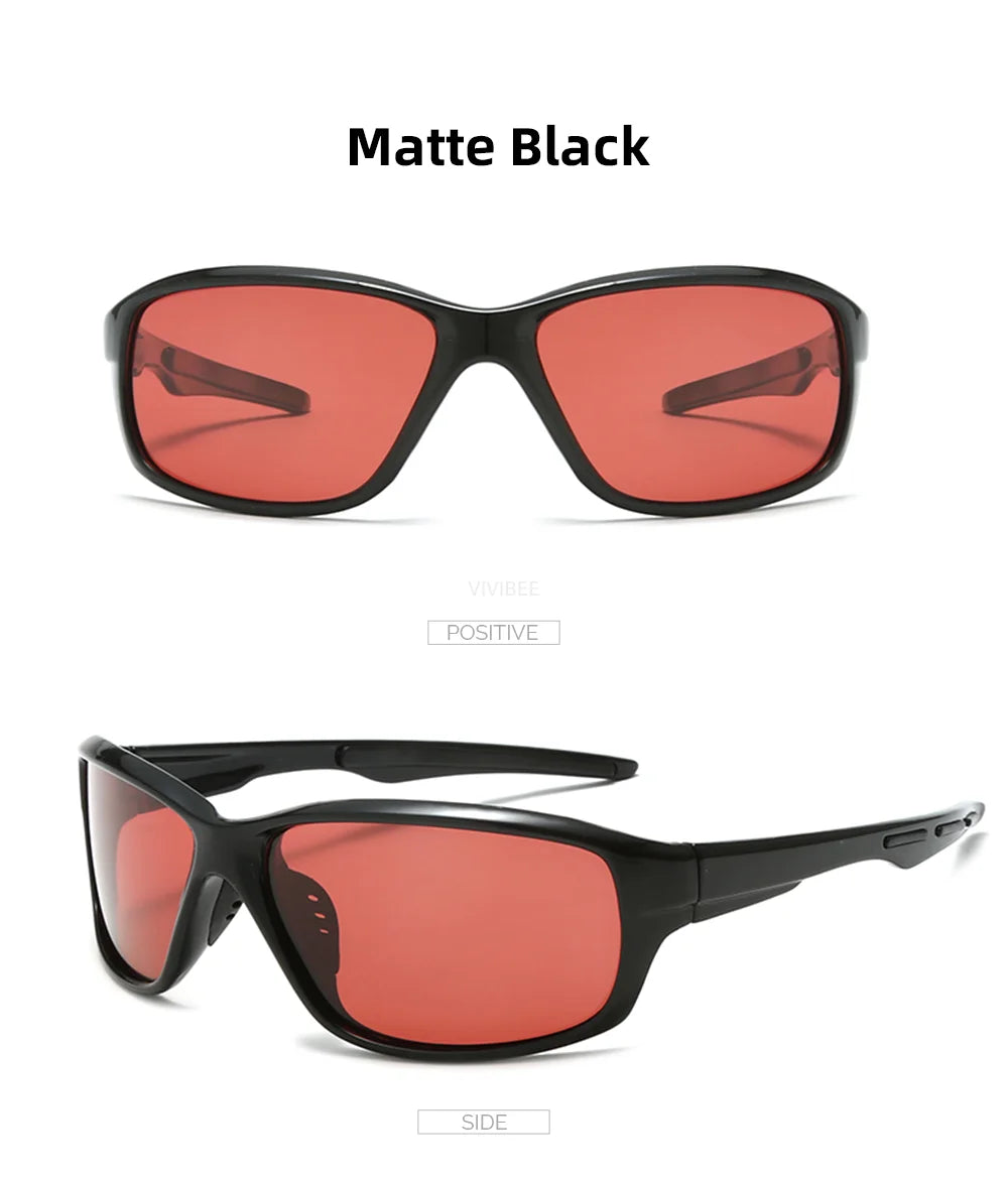 VIVIBEE Red Fishing Sunglasses Polarized Men UV400 Ourdoor Anti Glare Goggles Women Easy Float Eyeglasses