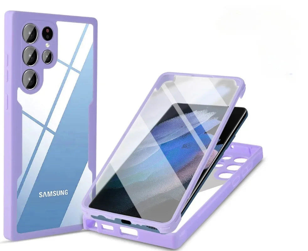 360 Clear Phone Case for Samsung Galaxy S24 S22 S25 Ultra Plus S23 FE A05S A54 A16 A06 A36 A56 A26 creen Full Protection Cover