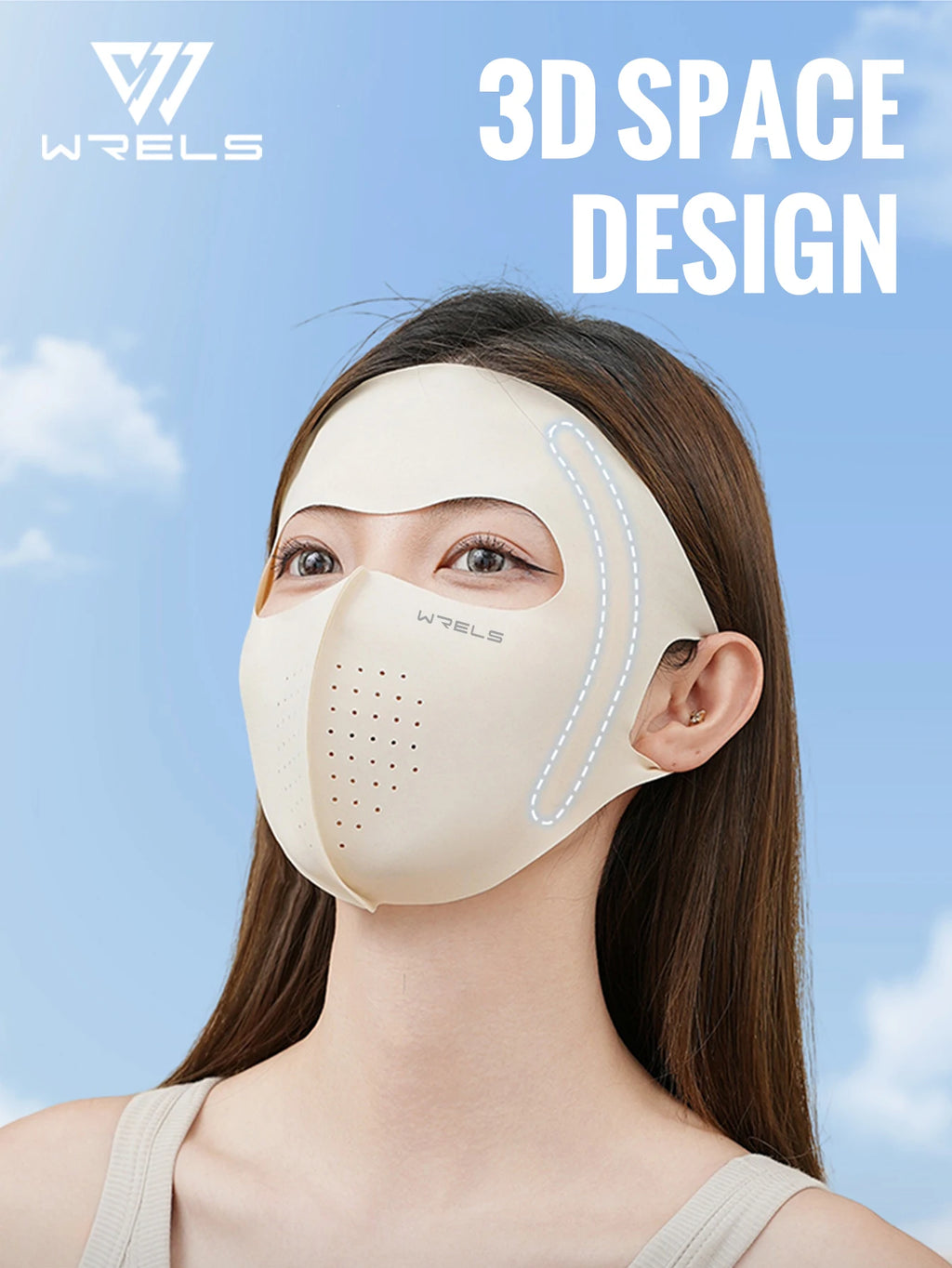 WRELS UV Protection Mask  Ice Silk Sunscreen Mask Breathable Lightweight Cycling Face Mask Anti-UV 400 Facemask For Men Women