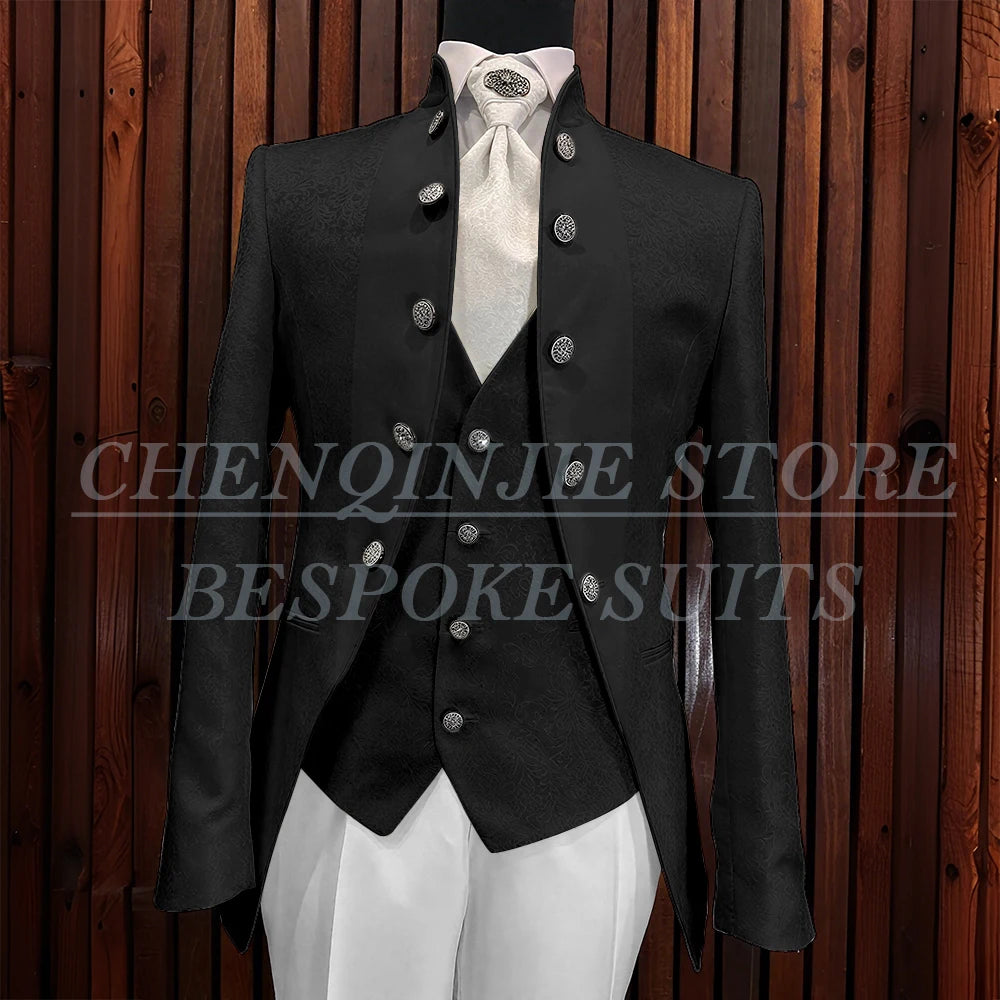 Formal Jacquard Men's Suits Elegant Wedding 3 Piece Jacket Pants Vest Blazer High Quality Full Sets Costume Homme Blazer 2025
