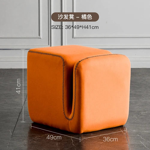 Household Living Room Hallway Pouf Nordic Sofa Stool Makeup Sitting Pier Fabric Shoe Changing Stool Book Storage Ottoman