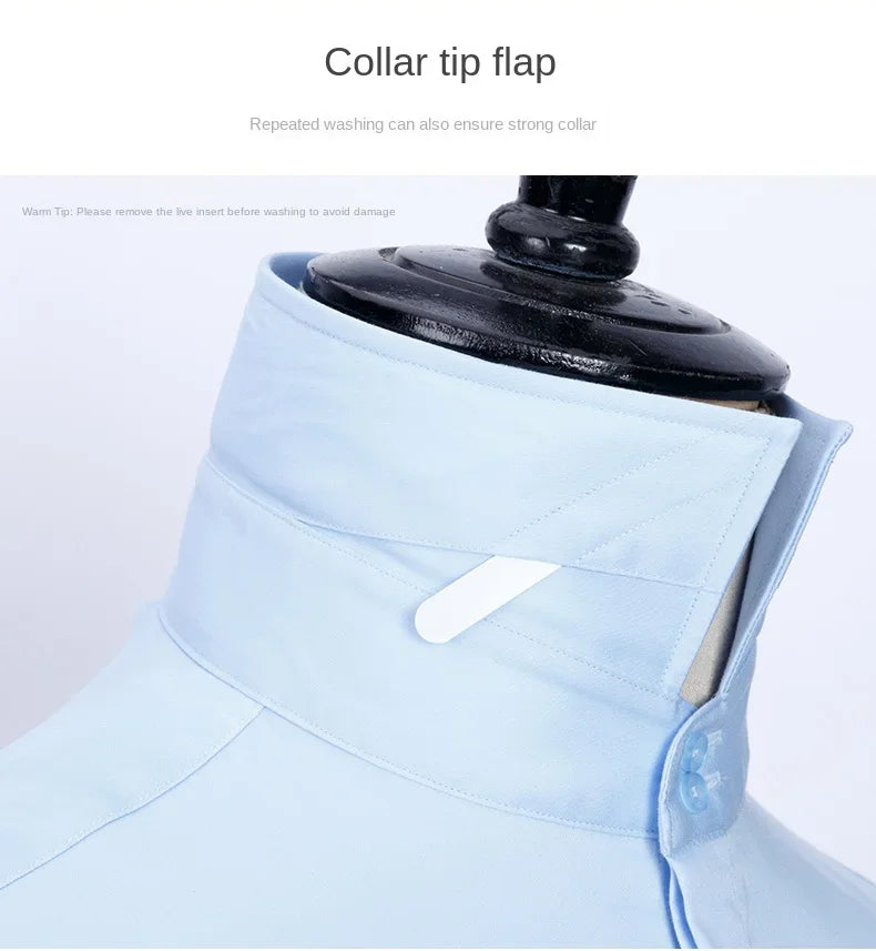 2026 Iron Free French Cufflink Long Sleeves Slim Fit 100% Cotton  Men's Concealed Buttons Solid Color High-end Wedding Dress