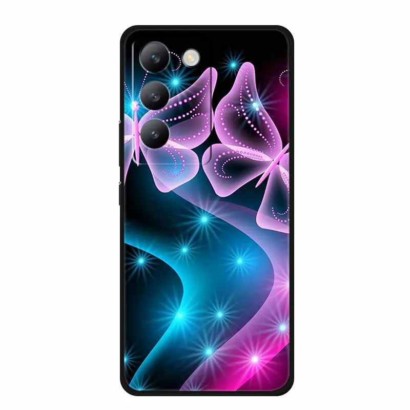 For vivo V40 SE Case Luxury TPU Soft Silicone Phone Back Cover for vivo V40 SE 5G Protective Shockproof Flowers Girl Cute Coque