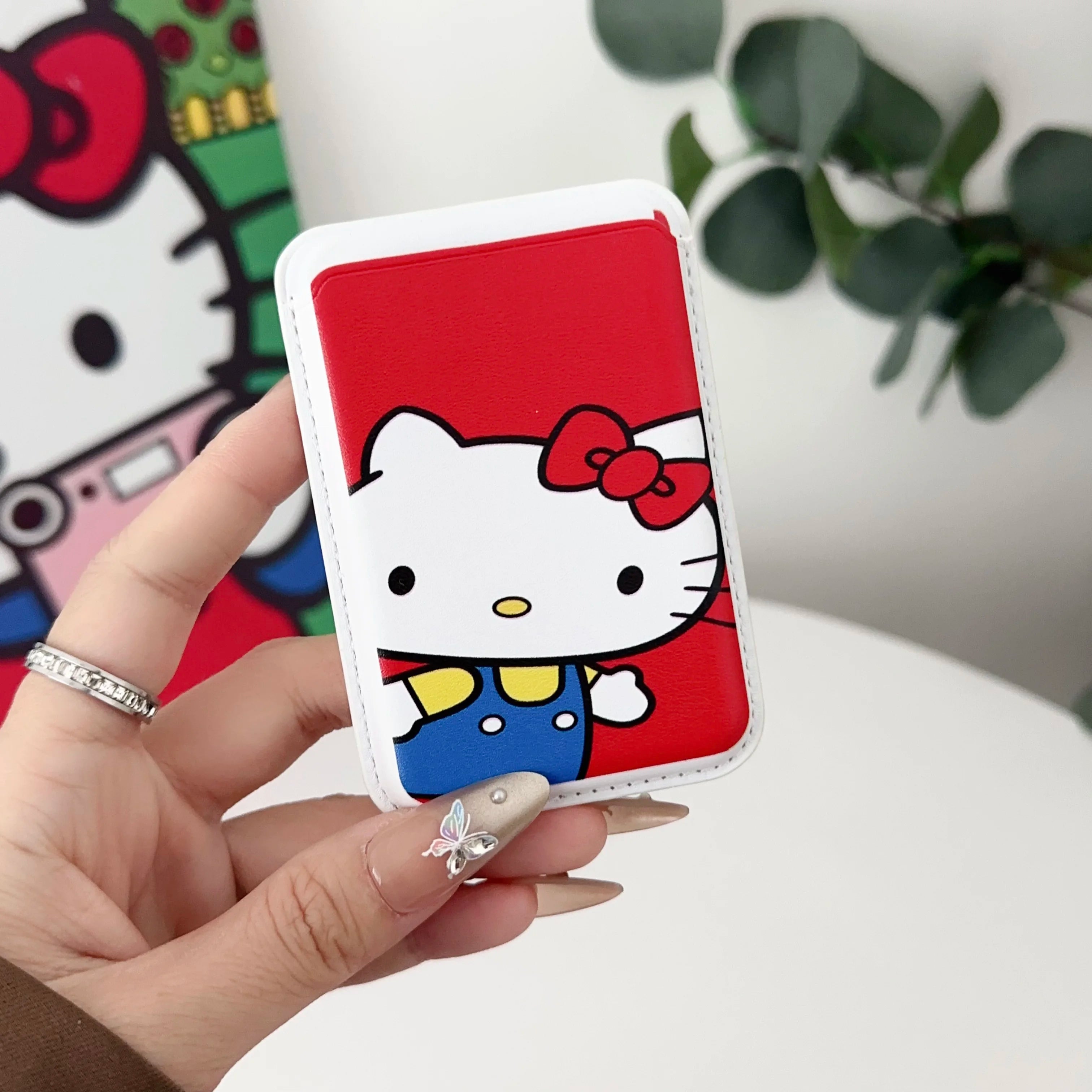 INS Korean Cute Hello Kitty for Magsafe Wallet Card Clip Case For iPhone 15 16 Pro Max 13 14 12 Magnetic Wallet Pink Girl Cover