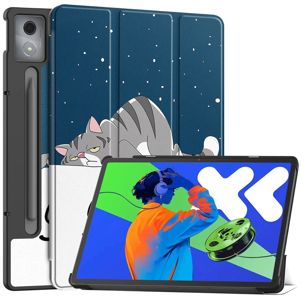 For Lenovo Xiaoxin Pad Pro 12.7 2025 Case Tri-Folding PU Leather Stand Tablet Cover for Xiaoxin Pad Pro 12.7 Inch 2025 TB-375FC