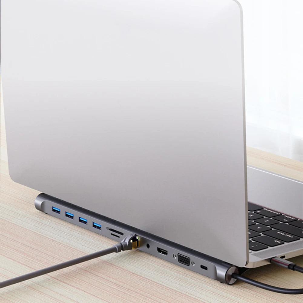 11 in 1 USB C Docking Station 100W PD SD/TF Audio USB C Hub Triple Display Multiport Adapter for Surface/HP/Dell/Lenovo/MacBook