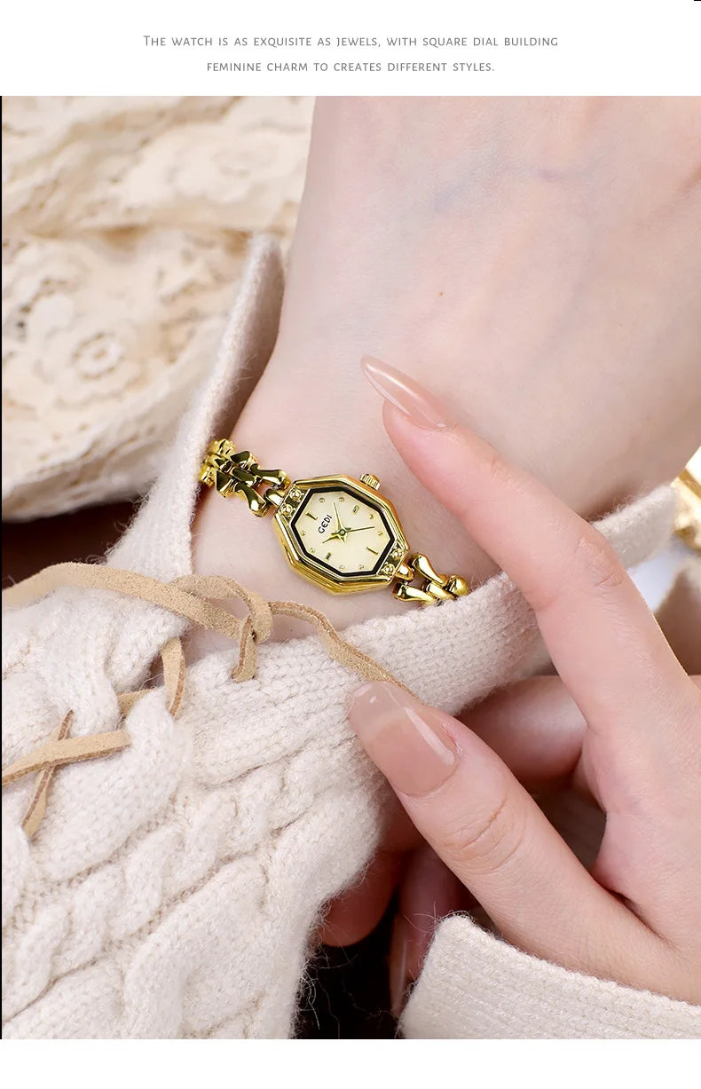 UTHAI CQ375 Fashionable Women watch retro bracelet watch octagonal quartz watch light luxury clock gift，watches for woman