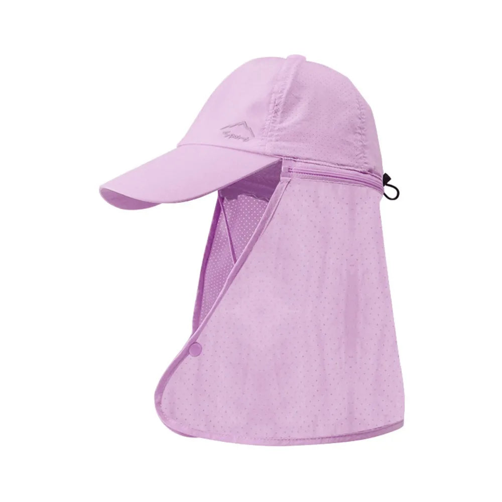 Portable Face Mask Man Sun Hat Mesh Breathable Sun-cream Bucket Hat Detachable Shawl Wide Brim Outdoor Fishing Cap Man Woman