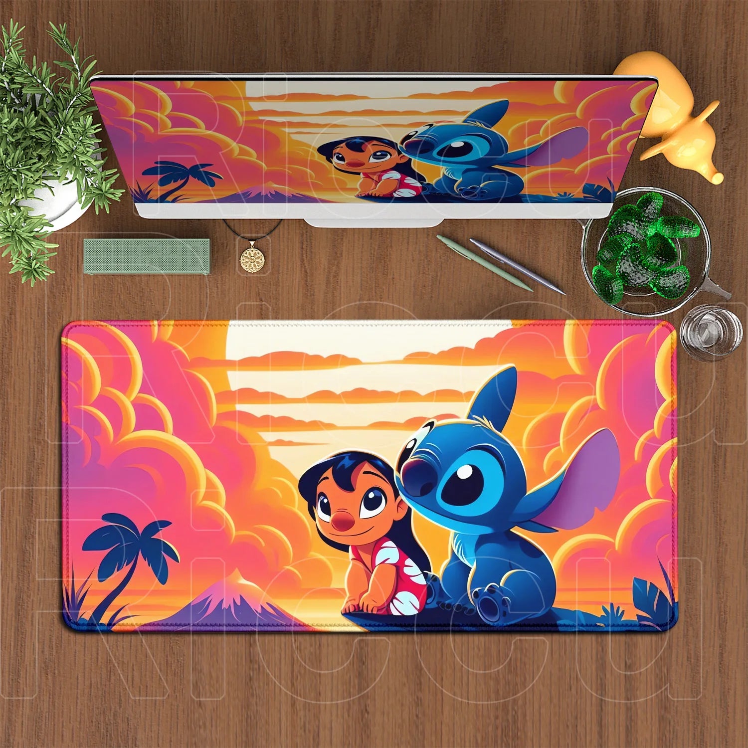 Large Gaming Mice Pad Kawaii Anime Stitch Mousepad Gamer Mausepad XXL Computer Office Speed Deskmat Keyboard Cabinet Accessories