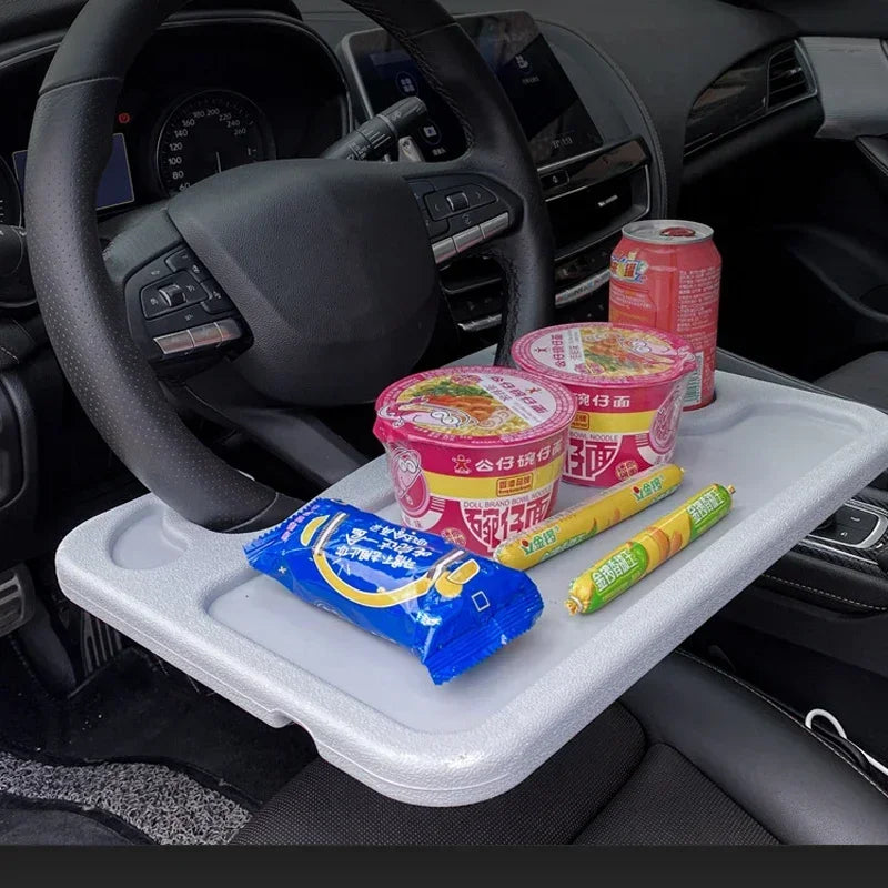 Small Table Board for Car Portable Travel Car Storage Rack Drinks Tray and Dinner Plate Car Steering Wheel Dining Table