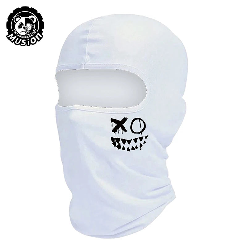 Musion Balaclava Fashion Printed Motorcycle Breathable Mask, Windproof and Sunscreen Full Face Mask Breathable Mesh Air Cushion