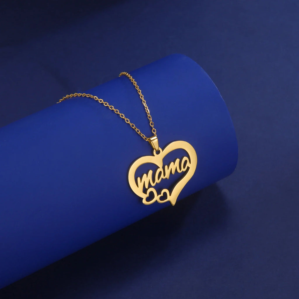 Skyrim Mother's Day Mama Letter Pendant Stainless Steel Necklace for Women Gifts love Pendant Neck Chain Exquisite Jewelry Gift