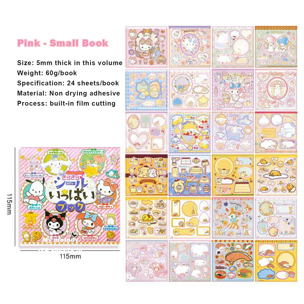 24pcs/set Sanrio Series Cute Stickers Book DIY Kawaii Cartoon Anime Stickers for Laptop Skateboard Bike Guitar Laggage Bicycle