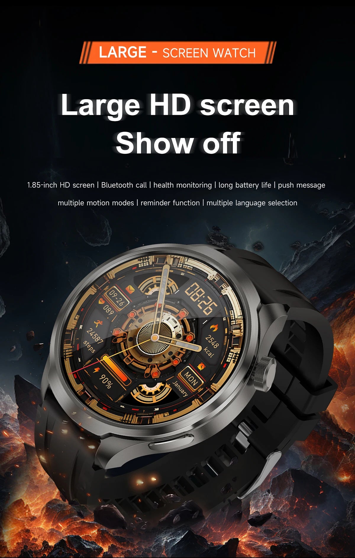 2025 New GPS Sports Smart Watch Men 1.85-inch AMOLED Screen Men IP68 Waterproof Clock Compass Call NFC fitness Tracking Watches