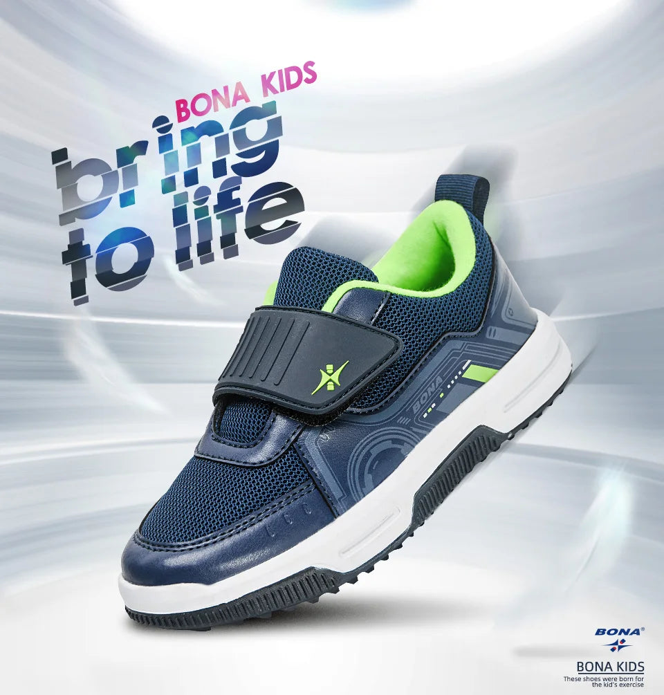 BONA  New Designers Running Shoes Fashion Classic Sneakers Children School Sport Footwear Comfy Kids Breathable