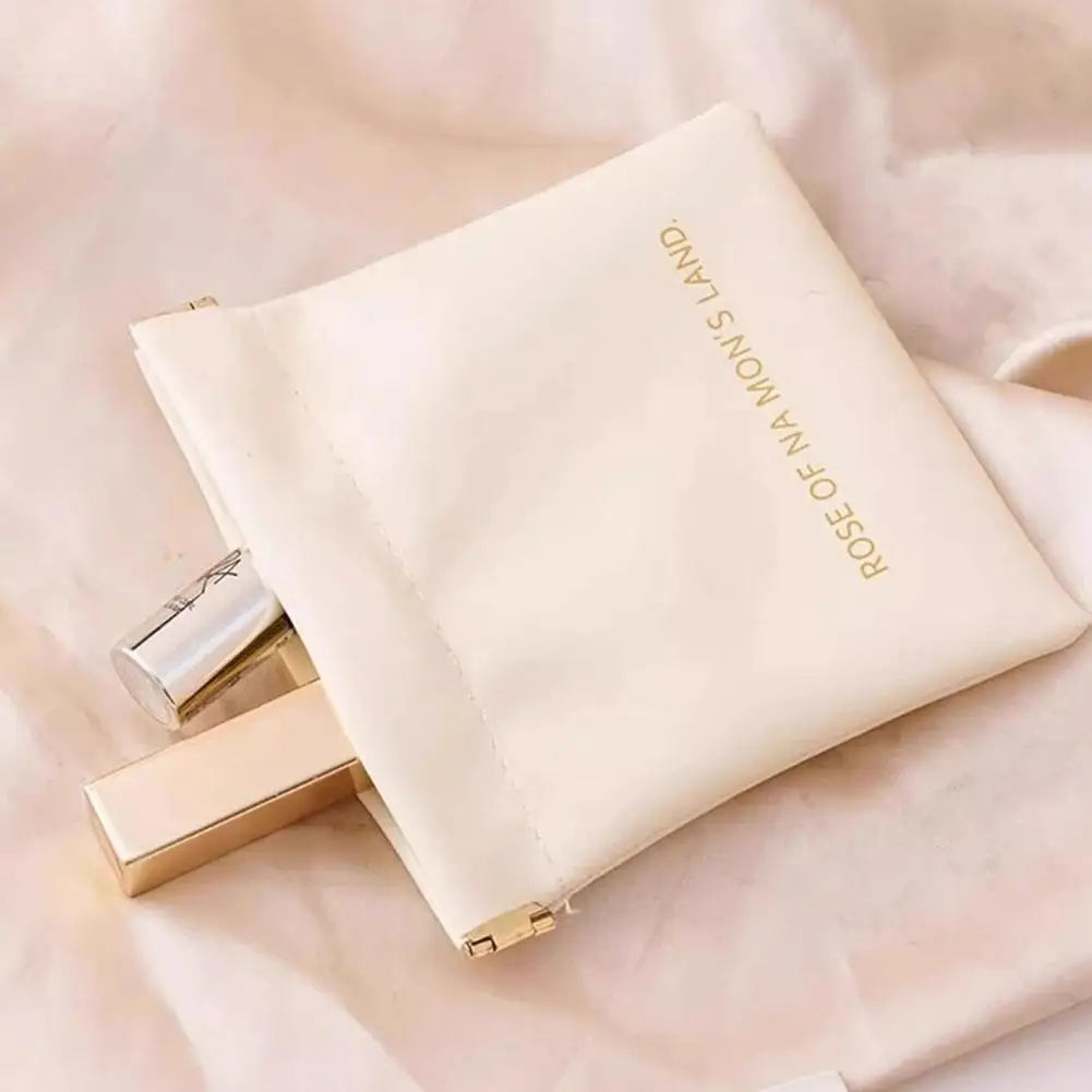 Automatic Closure Bullet Storage Bag, Mini Portable PU Lipstick Makeup Pouch, Self-Closing Spring Design for Earphones & Small