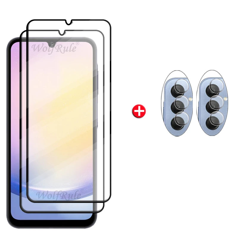 6-in-1 For Samsung Galaxy A25 Glass Samsung A25 Tempered Glass Full Cover Glue 9H HD Screen Protetor Samsung A 25 A25 Lens Glass