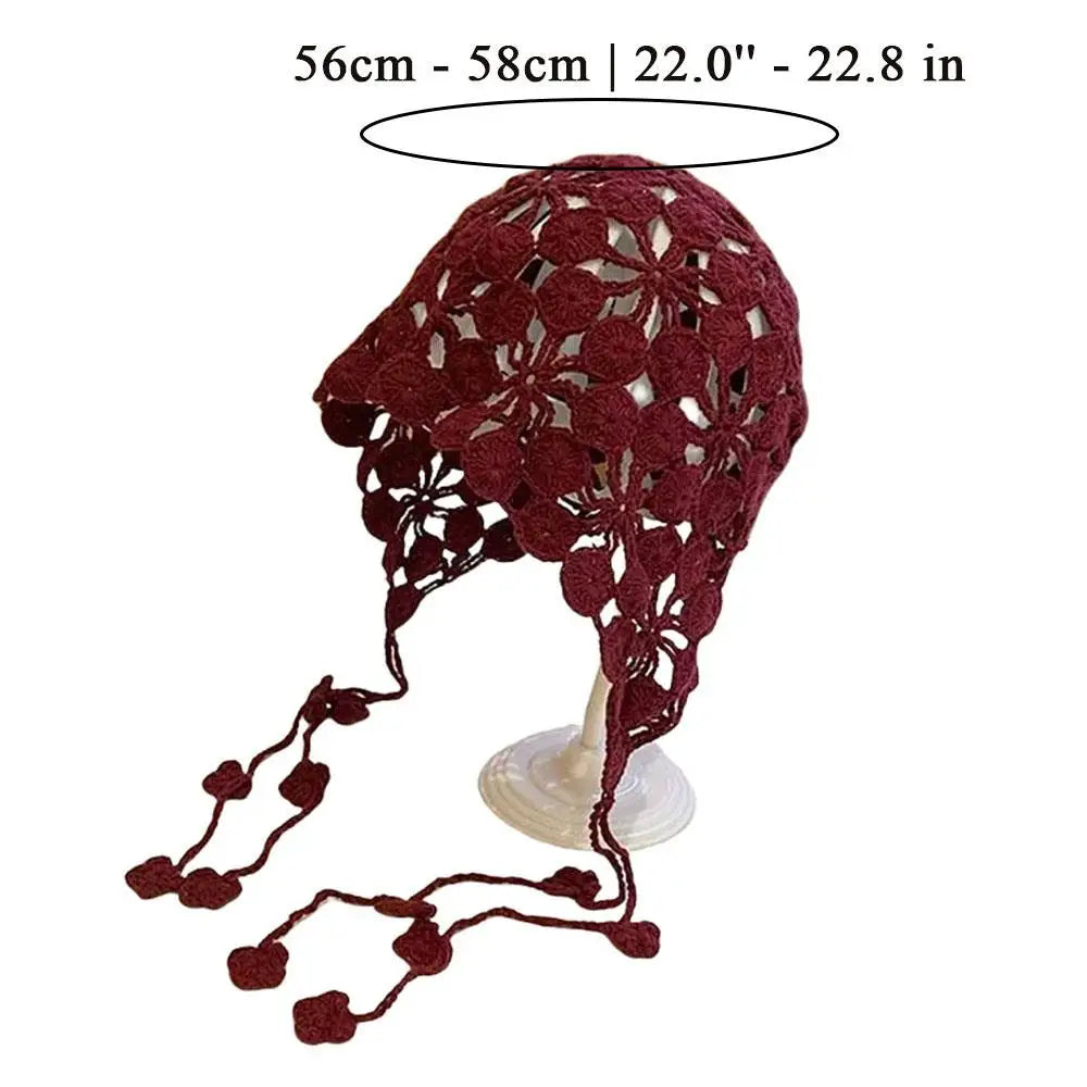 Knitted Hats Handmade Hollowed Knit Cap Literary Fisherman's Hat Crocheted Hat Ethnic Baotou Cap Cotton Pullover Hat Breathable