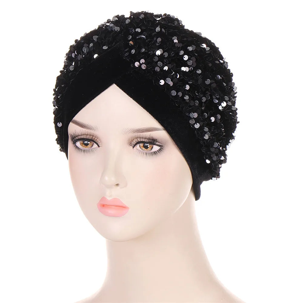 New Women Velvet Turban Hat Muslim Twist Solid Color Hijab Chemo Cap Head Wrap Headscarf Beanies Bonnet Headscarf Turbante Mujer