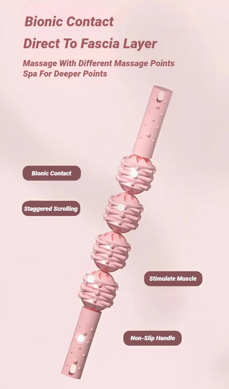 4 Ball Roller Muscles Massage Stick Relaxation Yoga Fitness Wolf Tooth Fascia For Calves Thighs Quadriceps Arms Forearms