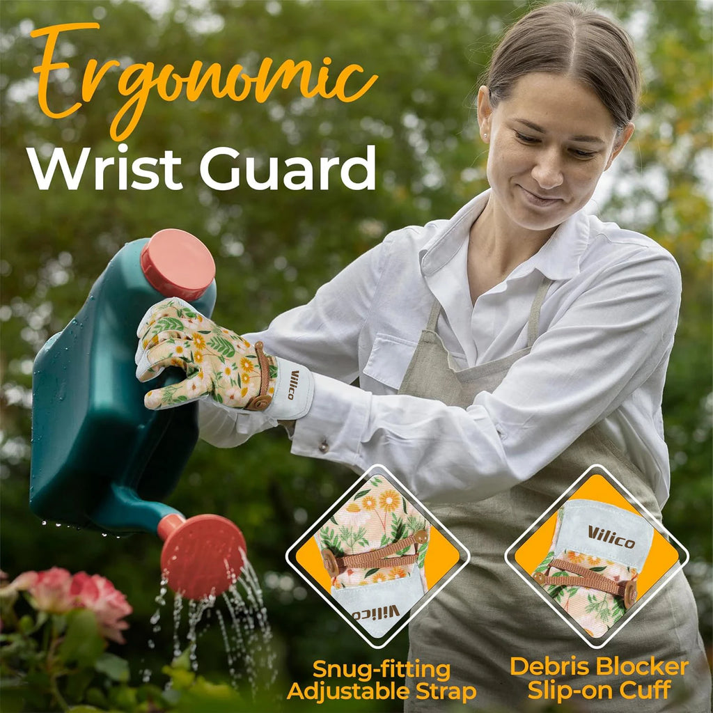 Gardening Gloves for Women Breathable Ladies Leather Garden Yard Gloves Best Gift for Gardeners