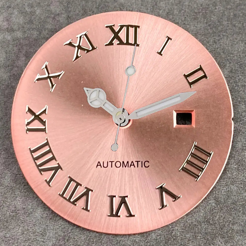 24.5mm Mother of Pearl Shell Dial Roman Diamond Sunburst Watch Dial Hand Fit NH05A NH05 Watch Movement Ladies Watchmaker Tools