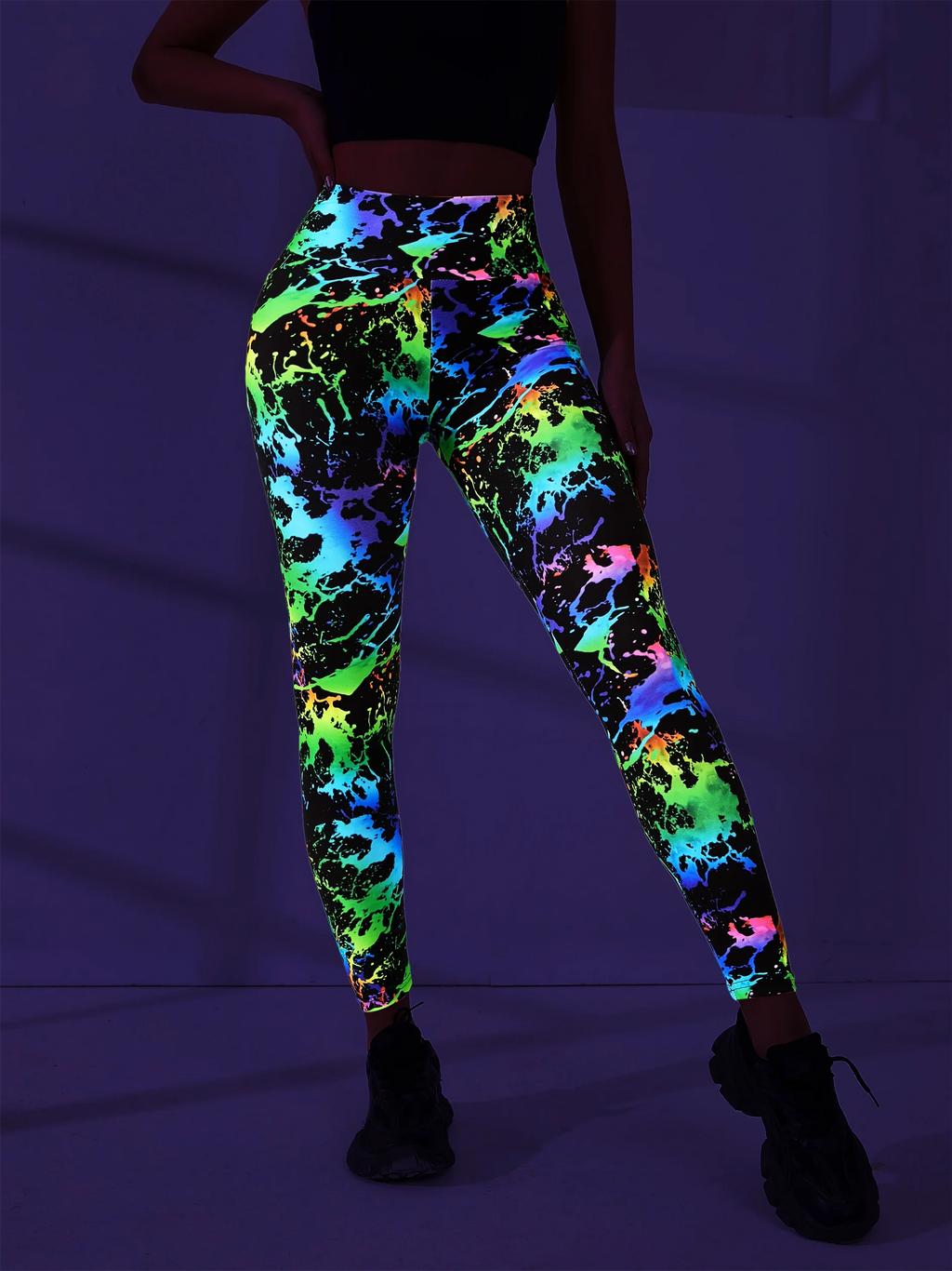 Digital Printing 3D Fluorescent Quick-drying Breathable Fitness Pants Show Slim Hip Lift Leggings Yoga Pants Plus-size