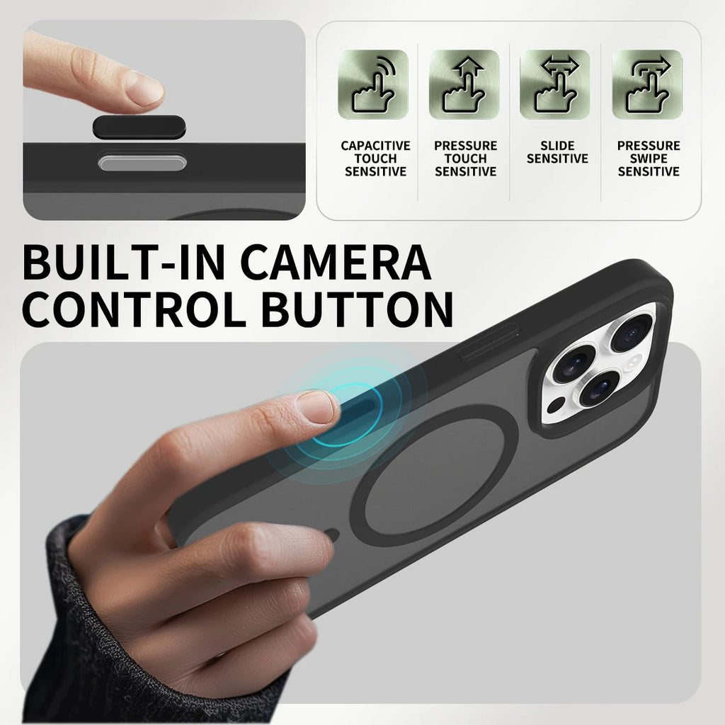 Magnetic Case with Camera Control Capture Button For iPhone 16 Pro Max Plus Magsafe Mag Safe 16Pro 16Plus Phone Cover Accessory